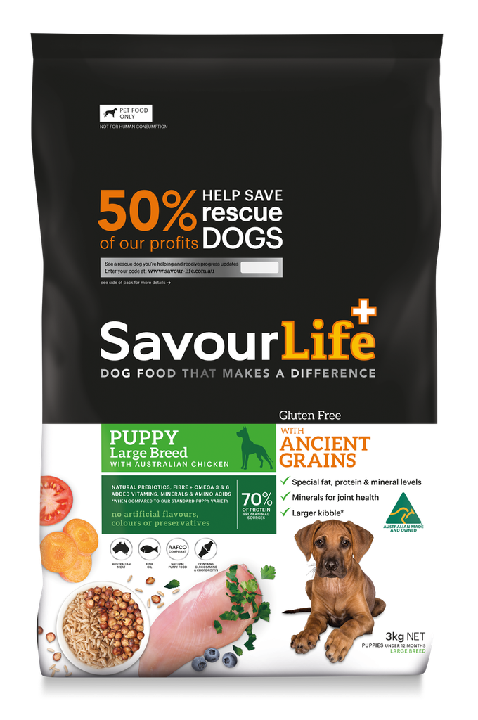 SAVOURLIFE Ancient Grains and Chicken Recipe Large Breed Puppy Dry Dog Food 3kg