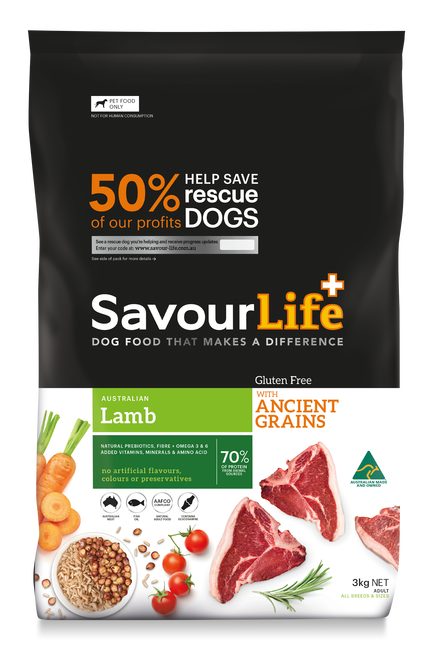 SAVOURLIFE Ancient Grains and Lamb Recipe Adult Dry Dog Food 3kg