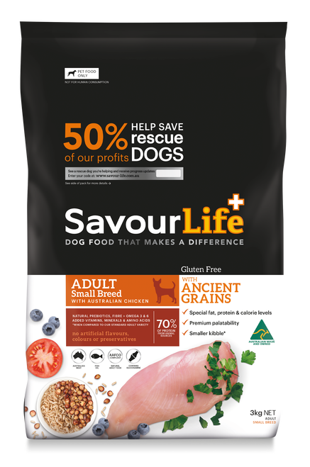 SAVOURLIFE Ancient Grains and Chicken Recipe Small Breed Adult Dry Dog Food 20kg