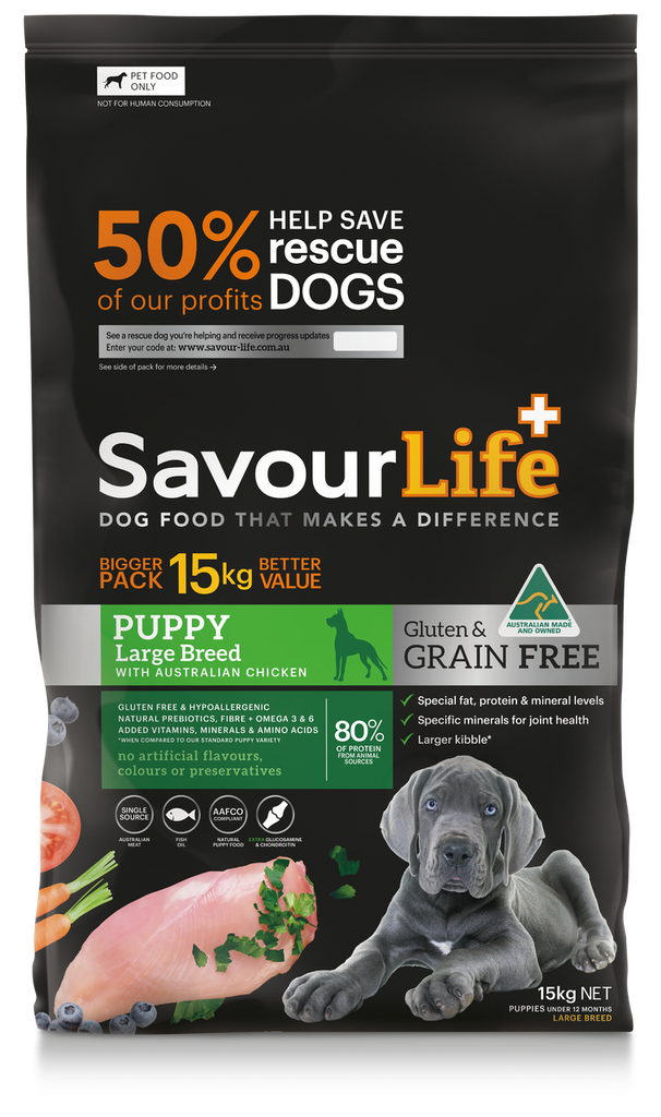 SAVOURLIFE Grain Free Chicken Recipe Large Breed Puppy Dry Dog Food 15kg