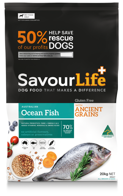 SAVOURLIFE Ancient Grain and Ocean Fish Recipe Adult Dry Dog Food 20kg