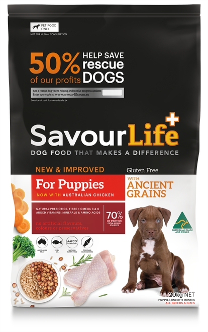 SAVOURLIFE Ancient Grain and Chicken Recipe Puppy Dry Dog Food 20kg