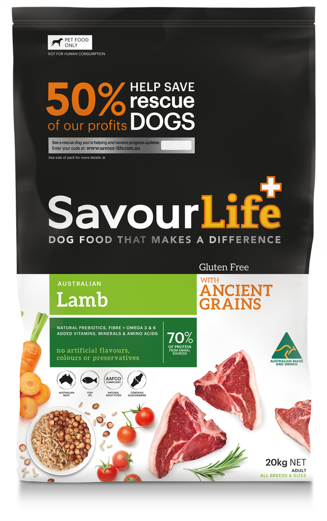 SAVOURLIFE Gluten Free Lamb Ancient Grain Adult Dry Dog Food 20kg