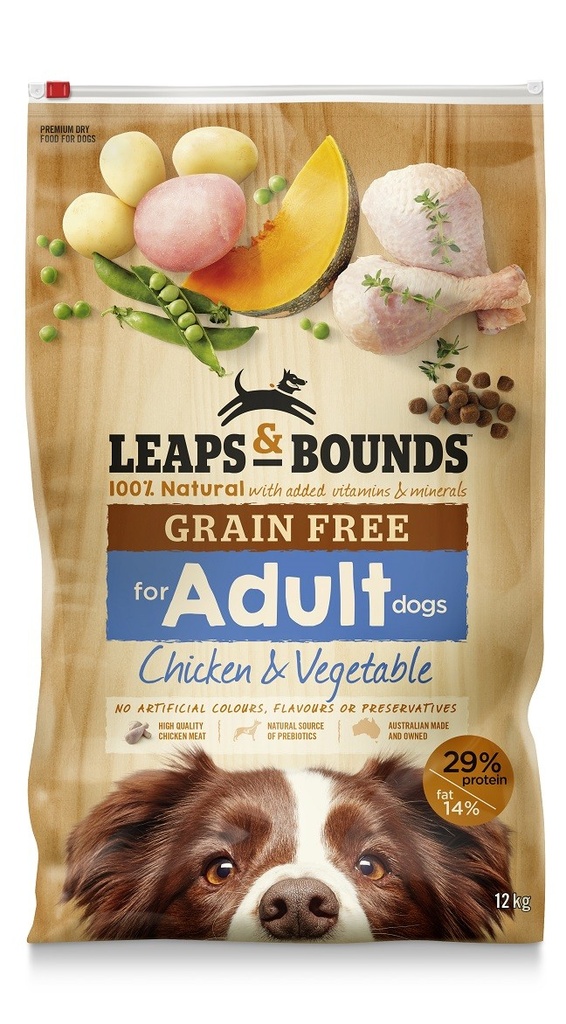 LEAPS AND BOUNDS Grain Free Chicken &amp; Vegetable Adult Dry Dog Food 12kg