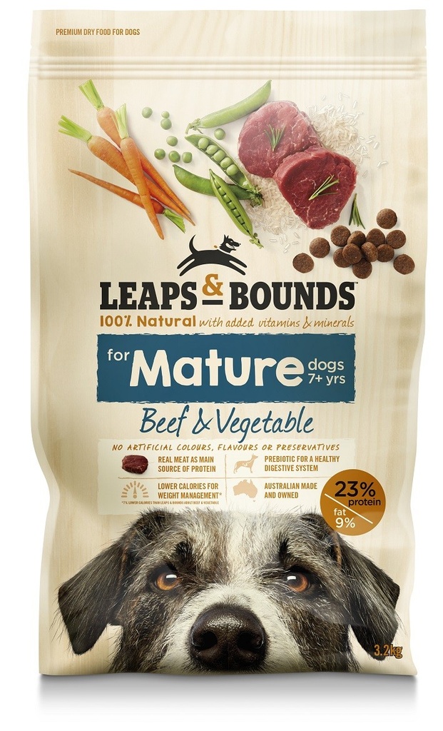 LEAPS AND BOUNDS Beef &amp; Vegetable Mature 7+ Dry Dog Food 15kg