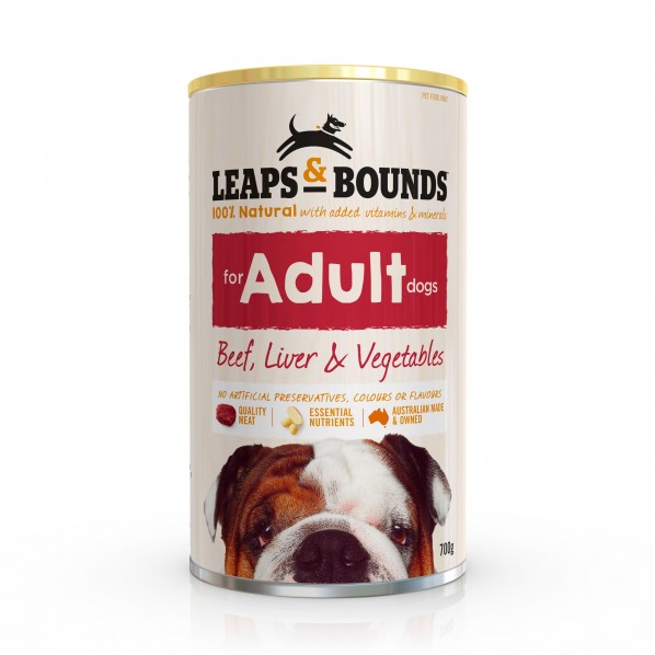 LEAPS AND BOUNDS Beef, Liver &amp; Vegetables Case of 12 Adult Wet Canned Dog Food 700g