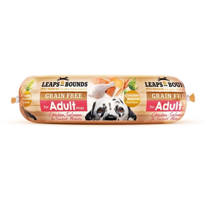 LEAPS AND BOUNDS Chicken, Salmon &amp; Sweet Potato Roll Adult Dog Food 2kg