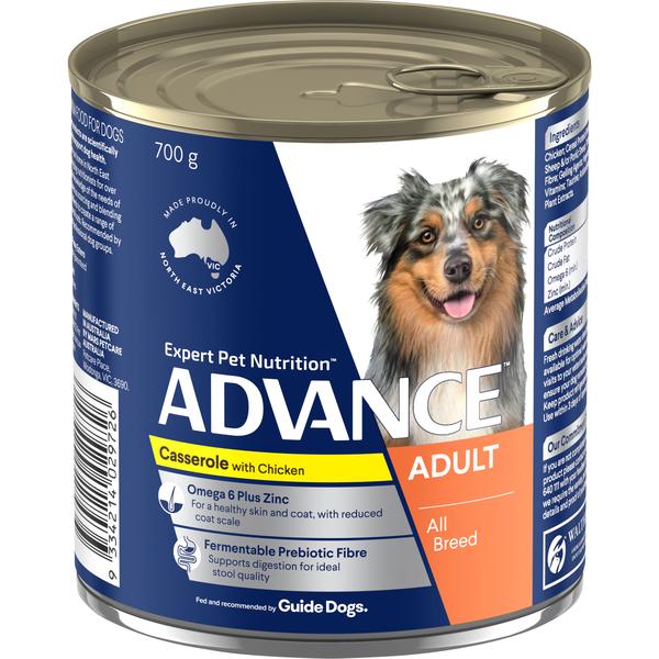 ADVANCE ADULT ALL BREED CHICKEN CASSEROLE CASE OF 12 WET DOG FOOD 700G