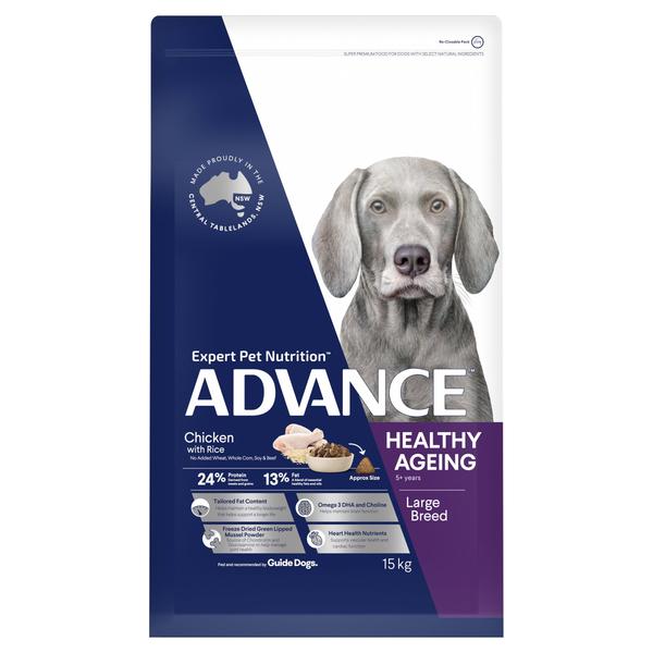 ADVANCE HEALTHY AGEING LARGE BREED CHICKEN &amp; RICE DRY DOG FOOD 15KG