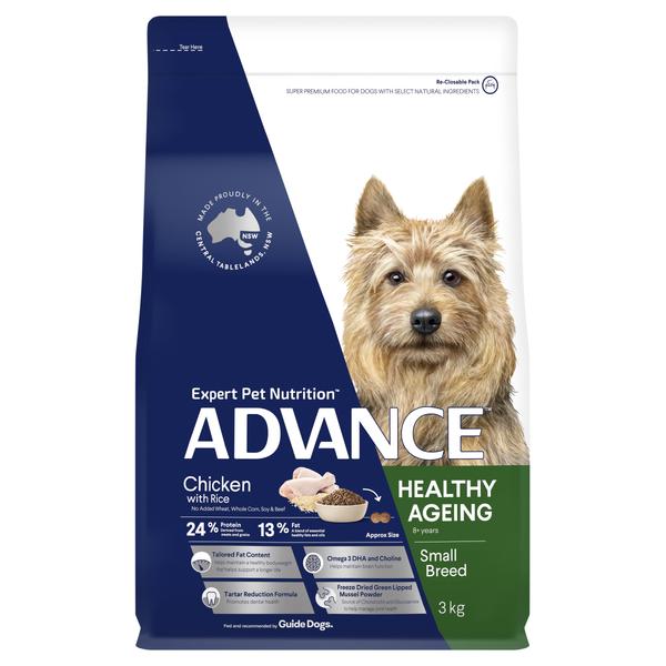 ADVANCE HEALTHY AGEING SMALL BREED CHICKEN &amp; RICE DRY DOG FOOD 3KG