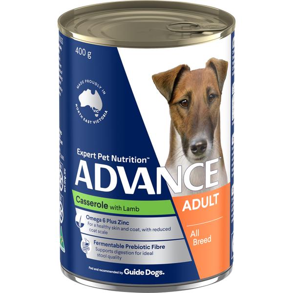 ADVANCE ADULT ALL BREED LAMB CASSEROLE CASE OF 12 WET DOG FOOD 400G