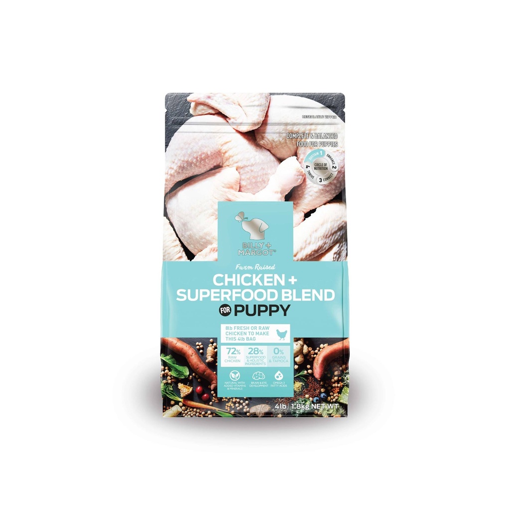 BILLY MARGOT CHICKEN AND SUPERFOODS RECIPE PUPPY DRY DOG FOOD 1.8KG