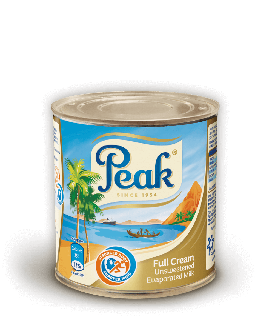 PEAK Full Cream Unsweetened Evaporated Milk Tin 160g X 6