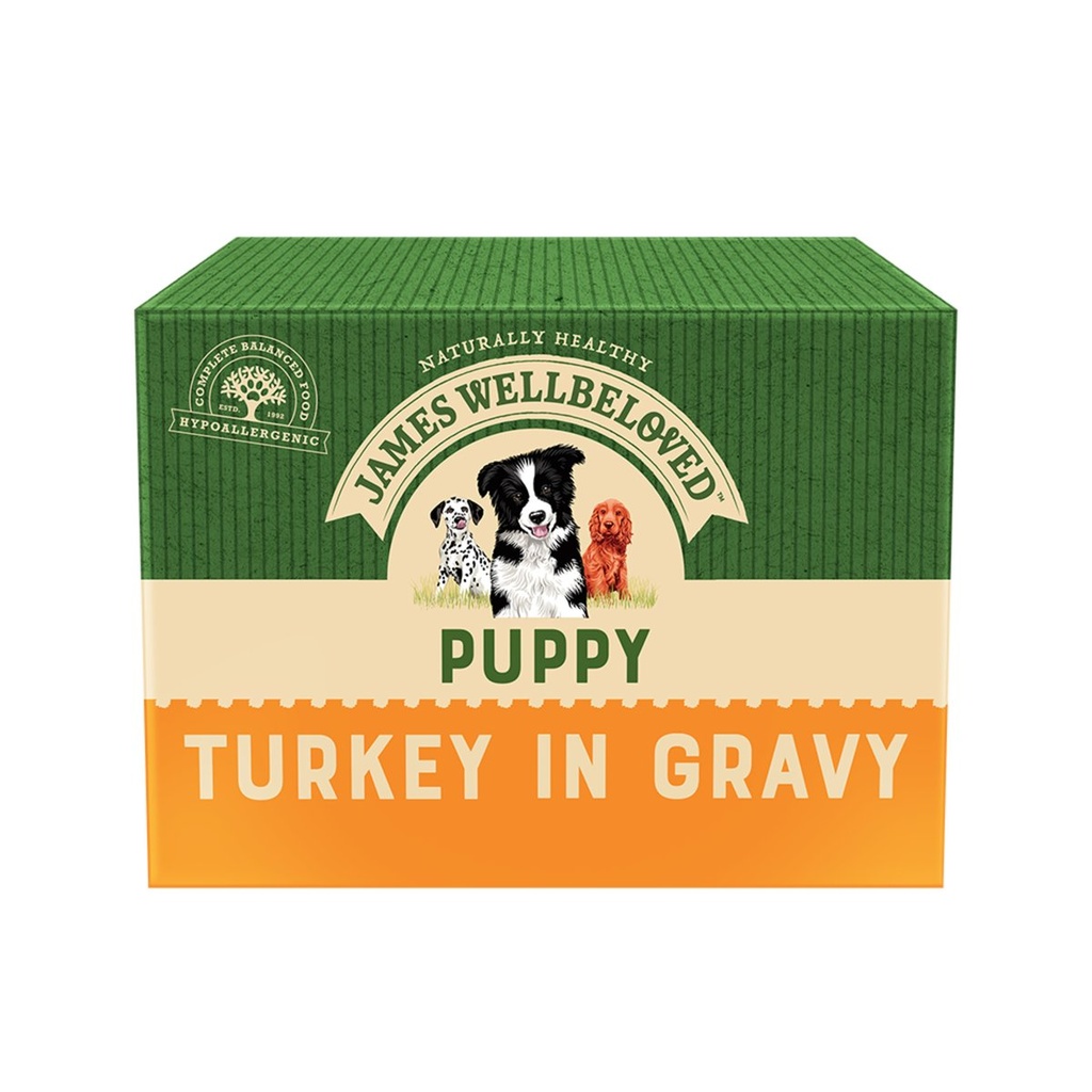 JAMES WELLBELOVED PUPPY / JUNIOR TURKEY IN GRAVY POUCH OF 40 WET DOG FOOD 6kg