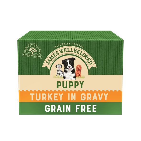 JAMES WELLBELOVED GRAIN FREE PUPPY / JUNIOR TURKEY IN GRAVY POUCH OF 48 WET DOG FOOD 4.8kg