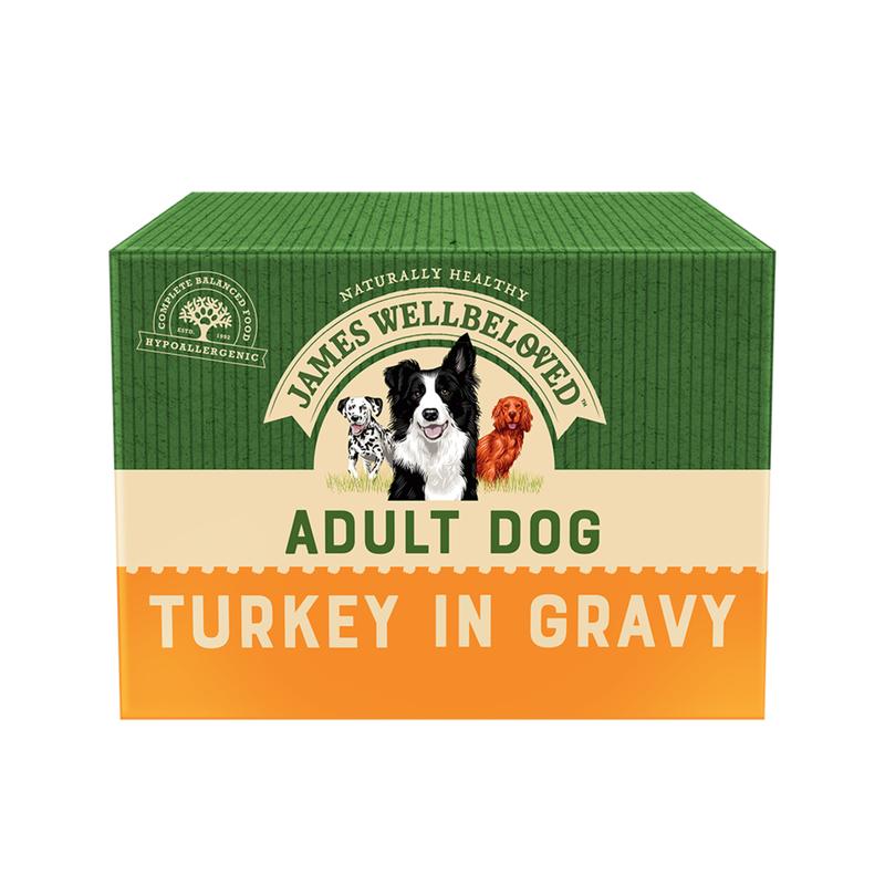 JAMES WELLBELOVED ADULT TURKEY IN GRAVY POUCH OF 40 WET DOG FOOD 6kg