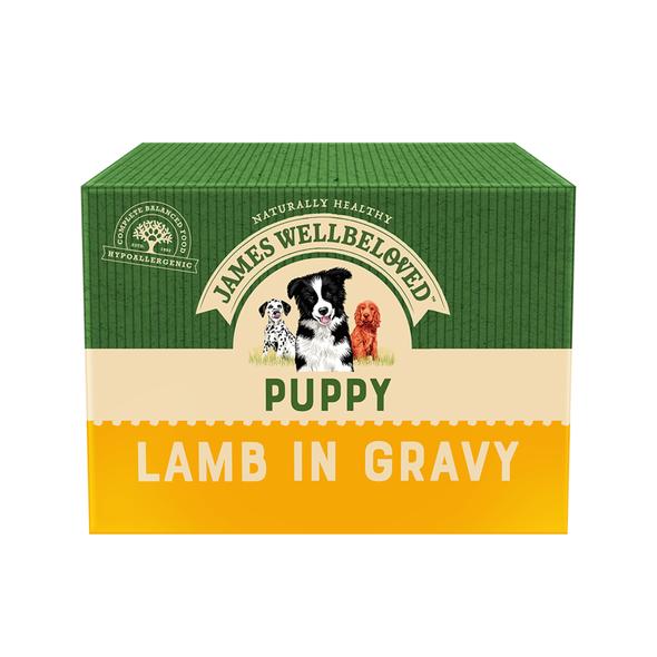 JAMES WELLBELOVED PUPPY / JUNIOR LAMB IN GRAVY POUCH OF 40 WET DOG FOOD 6kg