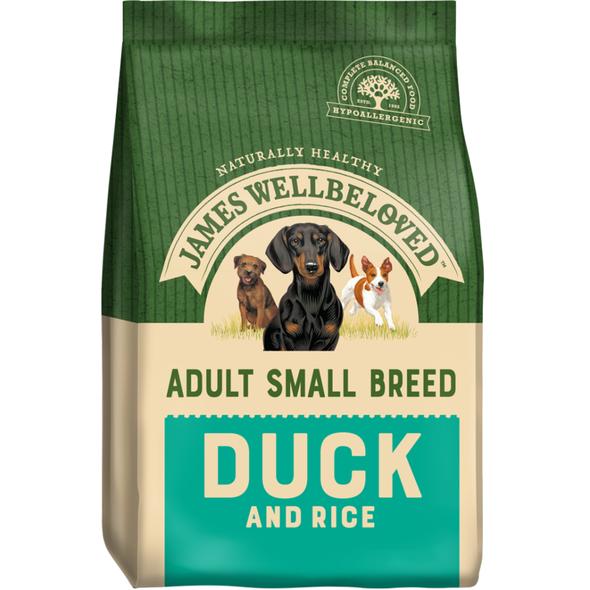 JAMES WELLBELOVED ADULT SMALL BREED DUCK &amp; RICE DRY DOG FOOD 4.5kg