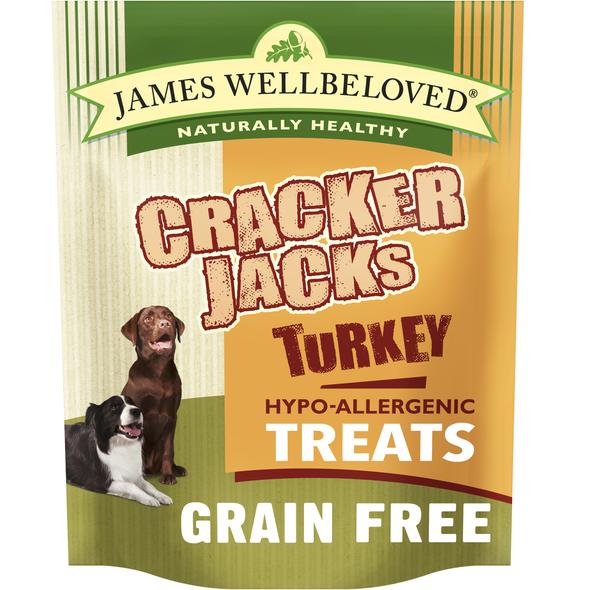 JAMES WELLBELOVED CRACKERJACKS TURKEY &amp; VEGETABLES PACK OF 6 DOG TREATS 225g
