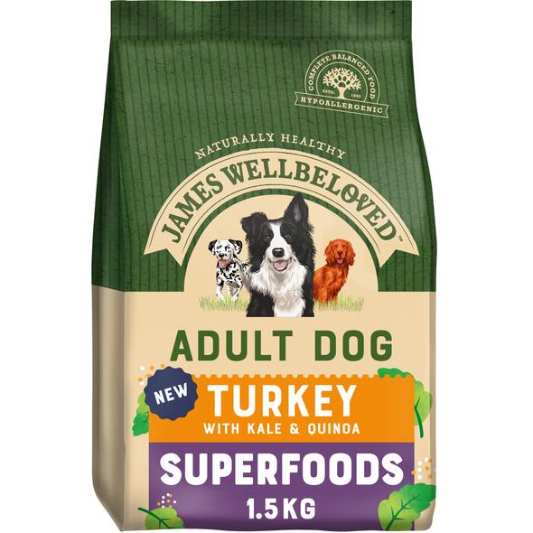 JAMES WELLBELOVED ADULT TURKEY WITH KALE &amp; QUINOA DRY DOG SUPERFOODS 10kg