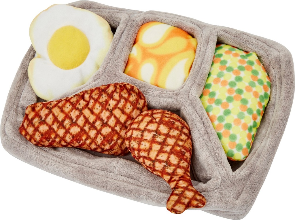 Frisco Retro Microwave Dinner Hide and Seek Plush Puzzle Squeaky Dog Toy