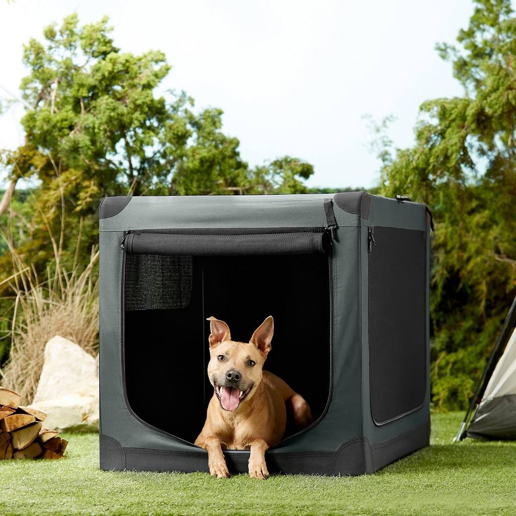 Frisco Indoor &amp; Outdoor 3-Door Collapsible Soft-Sided Dog &amp; Small Pet Crate 42 inch, Large