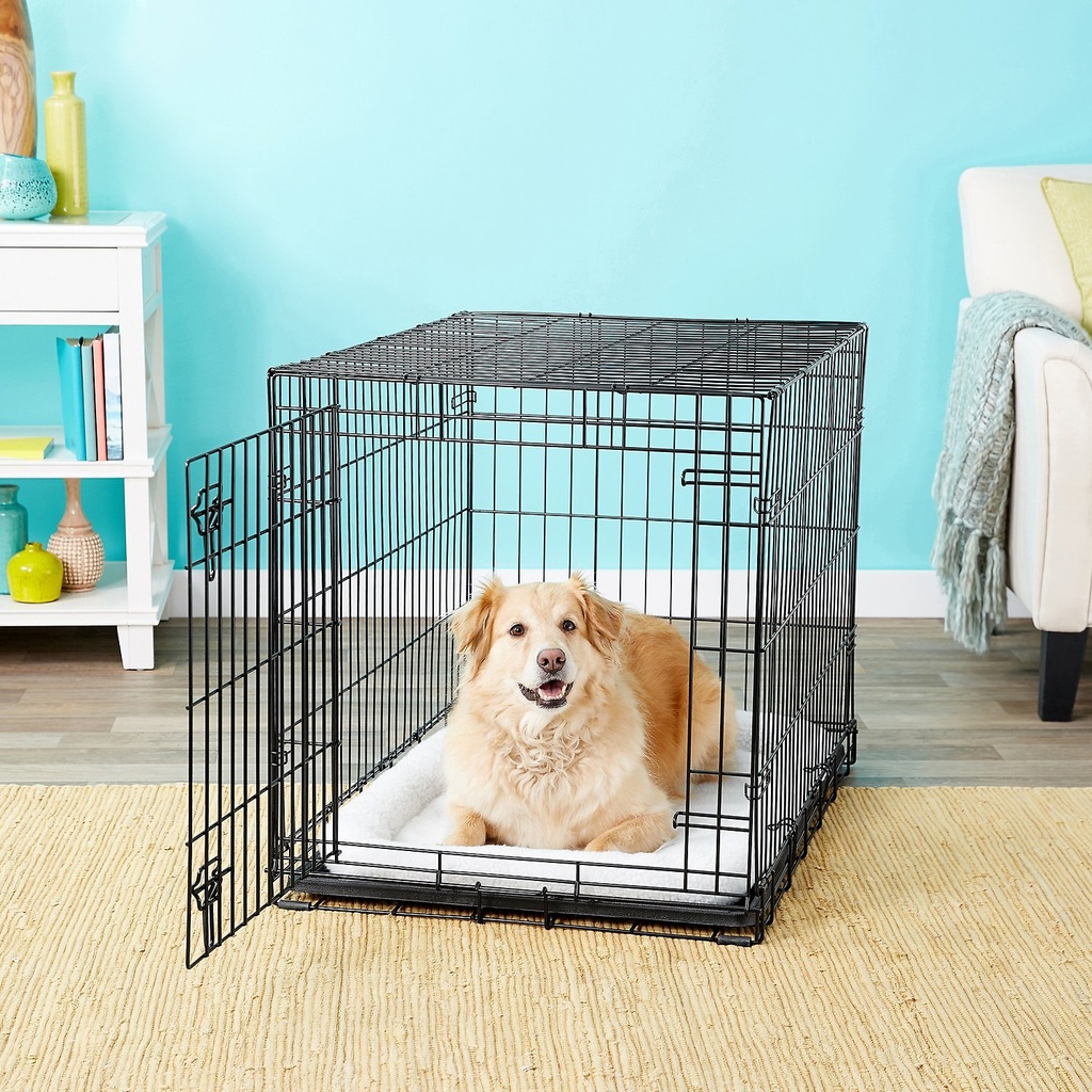 Frisco Heavy Duty Fold &amp; Carry Single Door Collapsible Wire Dog Crate 36 inch, Med/L