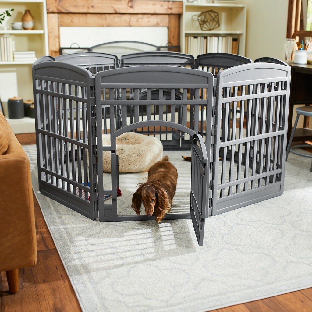 Frisco 8-Panel Plastic Exercise Dog Playpen, Gray