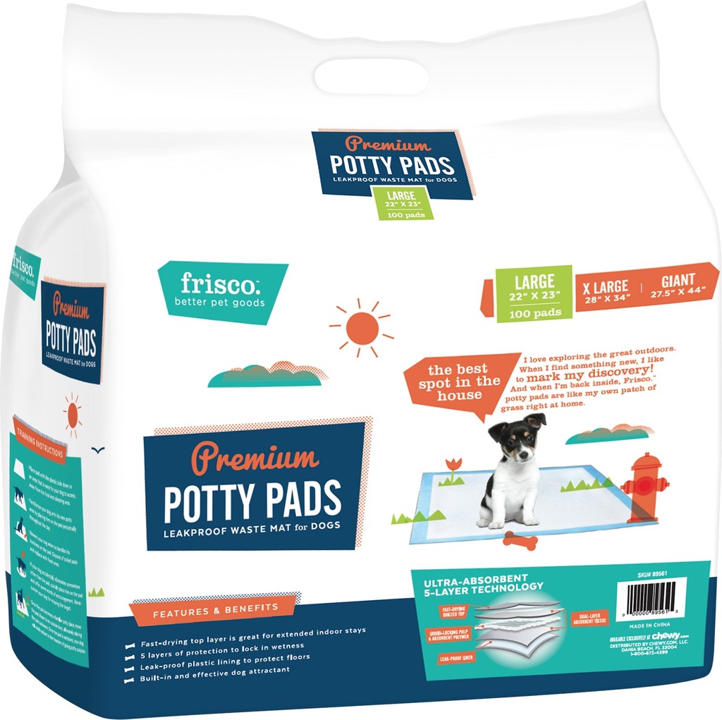 Frisco Dog Unscented 100 Count Training &amp; Potty Pads, 22 x 23-in