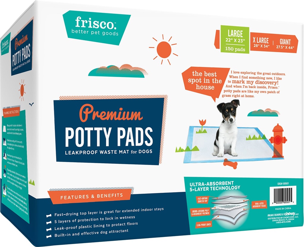 Frisco Dog Unscented 200 Count Training &amp; Potty Pads, 22 x 23-in