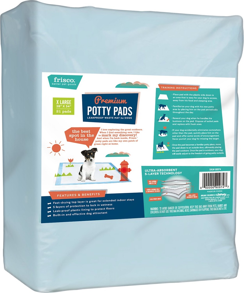 Frisco Unscented 21 Count Extra Large Dog Training &amp; Potty Pads, 28 x 34-in