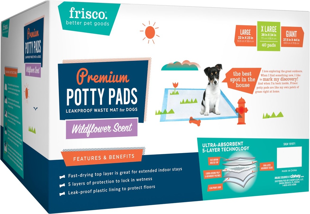 Frisco Scented 40 Count Extra Large Dog Training &amp; Potty Pads, 28 x 34-in