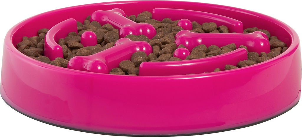 Frisco Bone Shaped Ridges 3 Cups Slow Feed Bowl, Pink