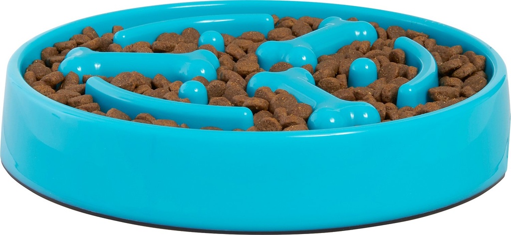 Frisco Bone Shaped Ridges 3 Cups Slow Feed Bowl, Blue