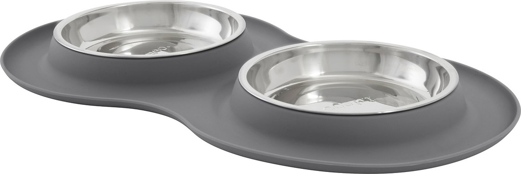 Frisco Double Stainless Steel 1.75 cups Pet Bowl with Silicone Mat