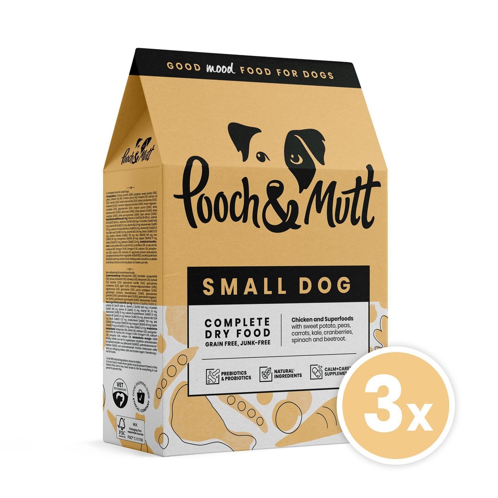 POOCH &amp; MUTT SMALL COMPLETE SUPERFOOD GRAIN-FREE PACK OF 3 DRY DOG FOOD 1KG