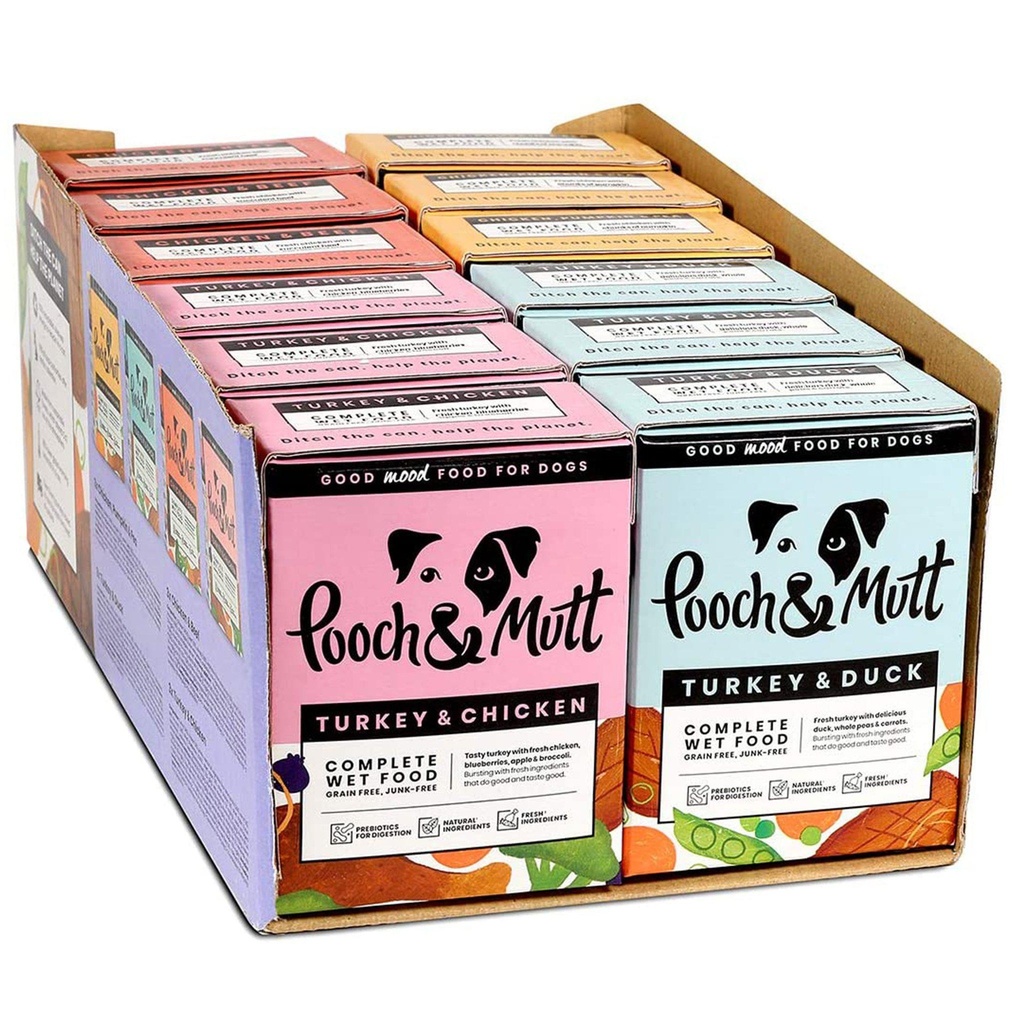 POOCH &amp; MUTT MULTIPACK OF 12 COMPLETE GRAIN-FREE WET DOG FOOD 375G