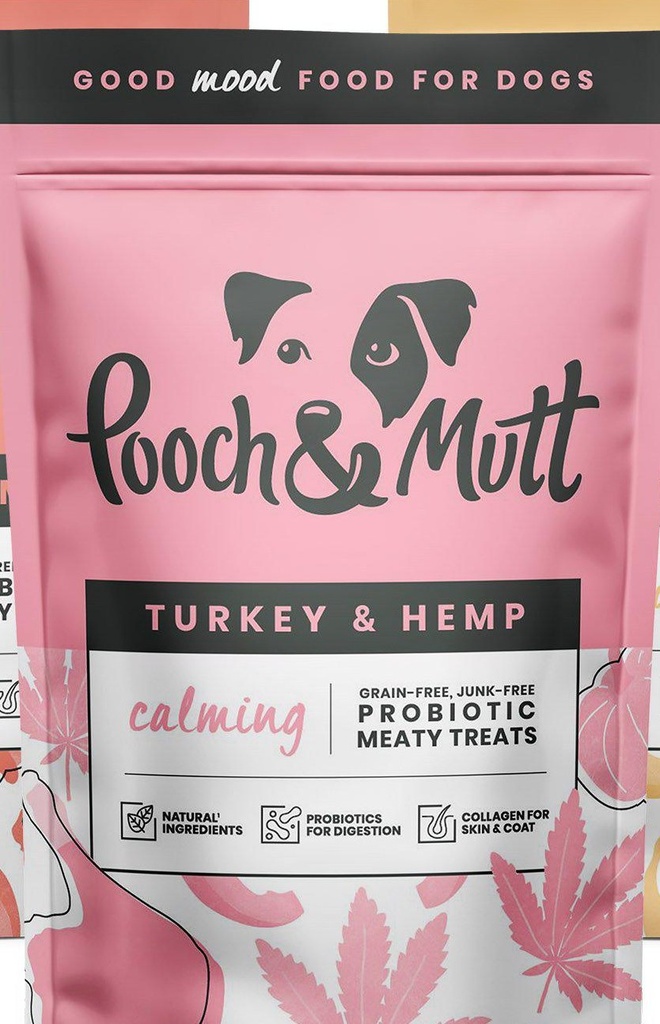 POOCH &amp; MUTT TURKEY &amp; HEMP MEATY TASTER PACK DOG TREATS 120g