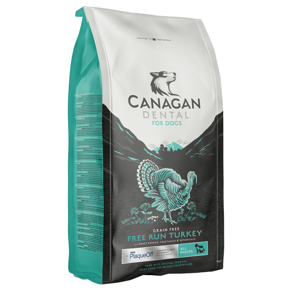 CANAGAN FREE-RUN TURKEY DENTAL GRAIN-FREE PUPPY AND ADULT DRY DOG FOOD 2KG