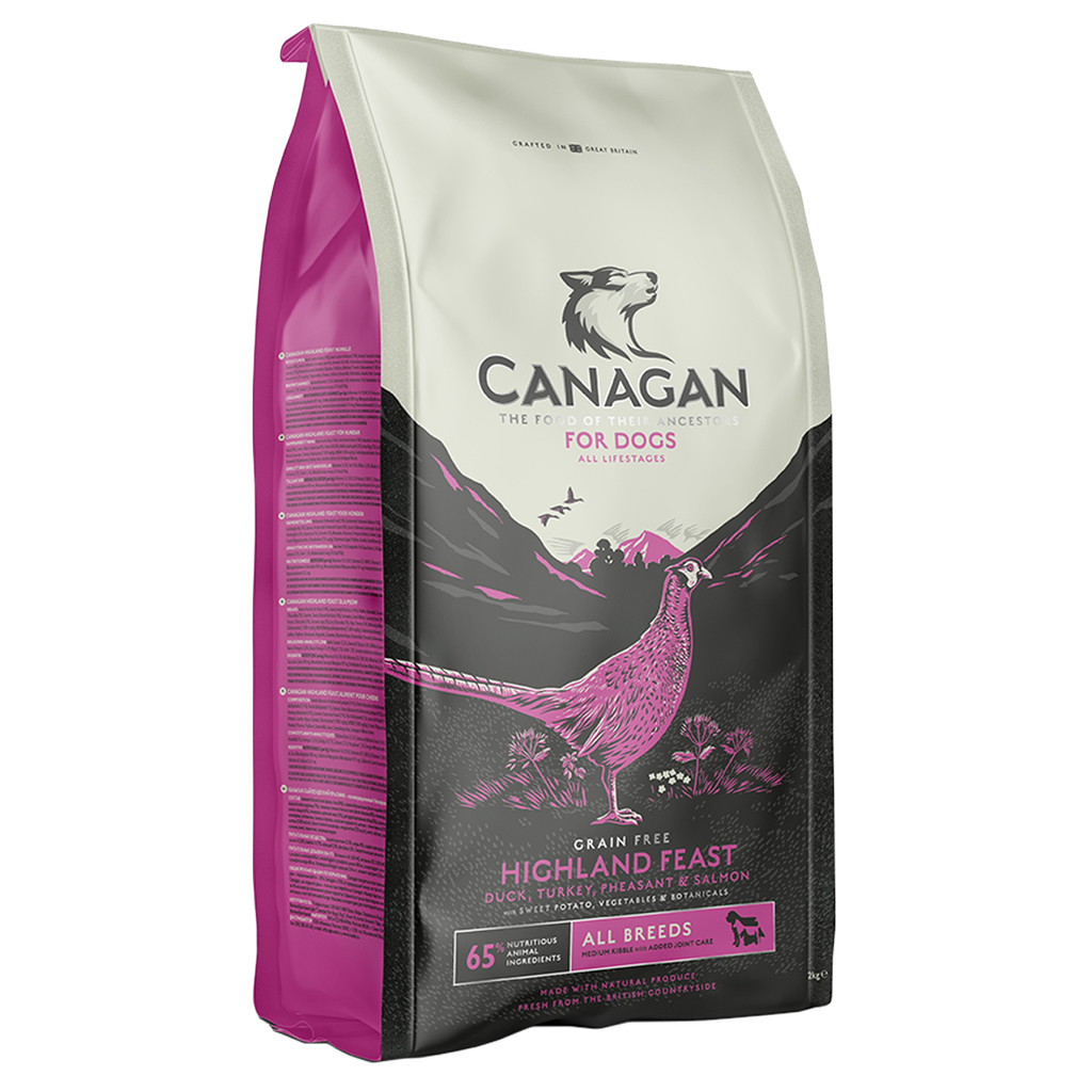 CANAGAN HIGHLAND FEAST GRAIN-FREE PUPPY AND ADULT DRY DOG FOOD 2KG