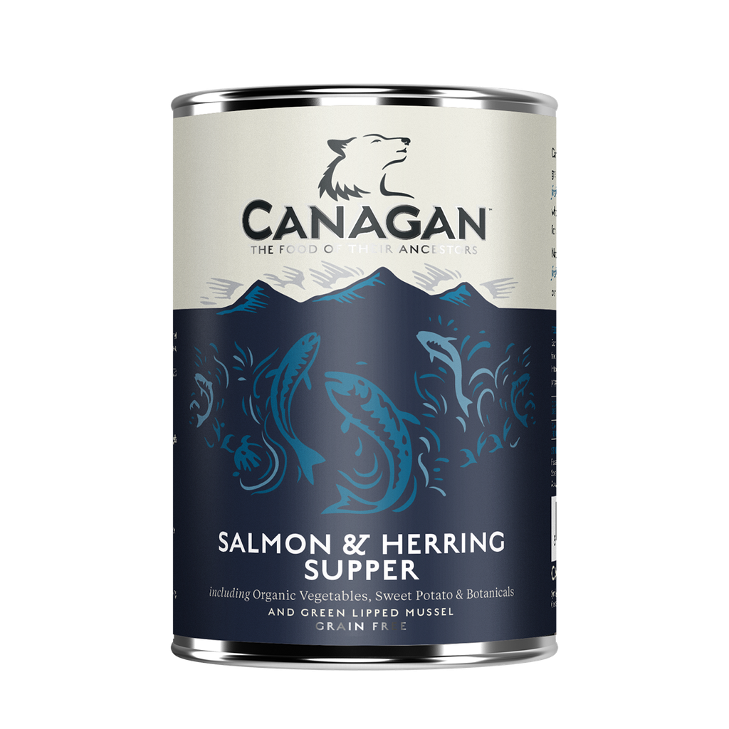 CANAGAN SALMON &amp; HERRING SUPPER GRAIN-FREE CASE OF 6 WET CANNED DOG FOOD 400G