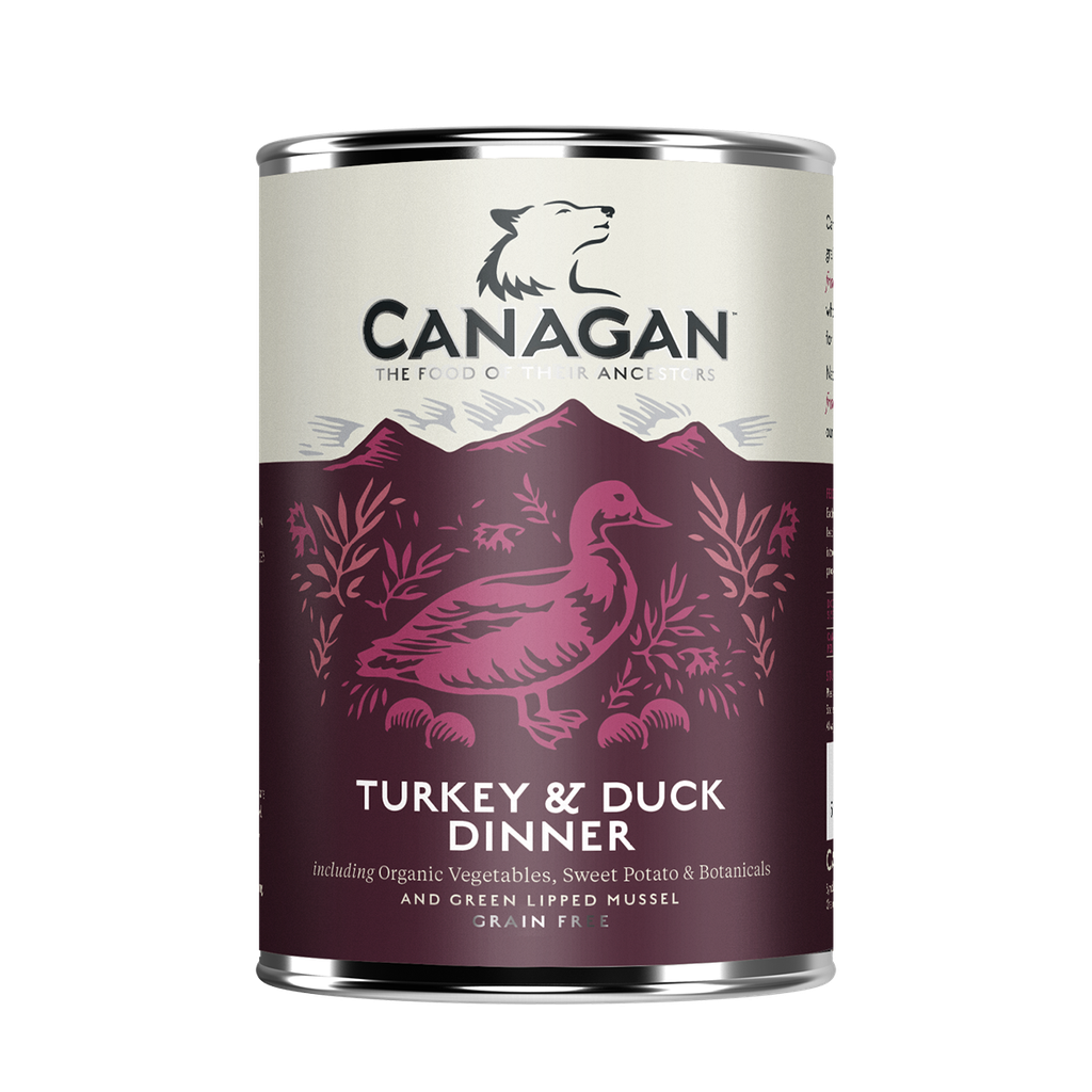 CANAGAN TURKEY &amp; DUCK DINNER GRAIN-FREE CASE OF 6 WET CANNED DOG FOOD 400G