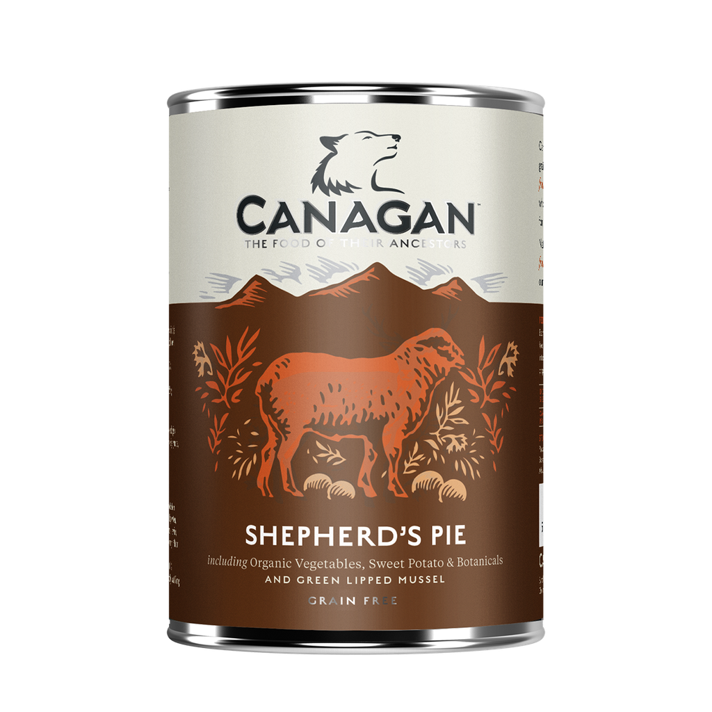 CANAGAN SHEPHERDS PIE GRAIN-FREE PUPPY AND ADULT CASE OF 6 WET CANNED DOG FOOD 400G