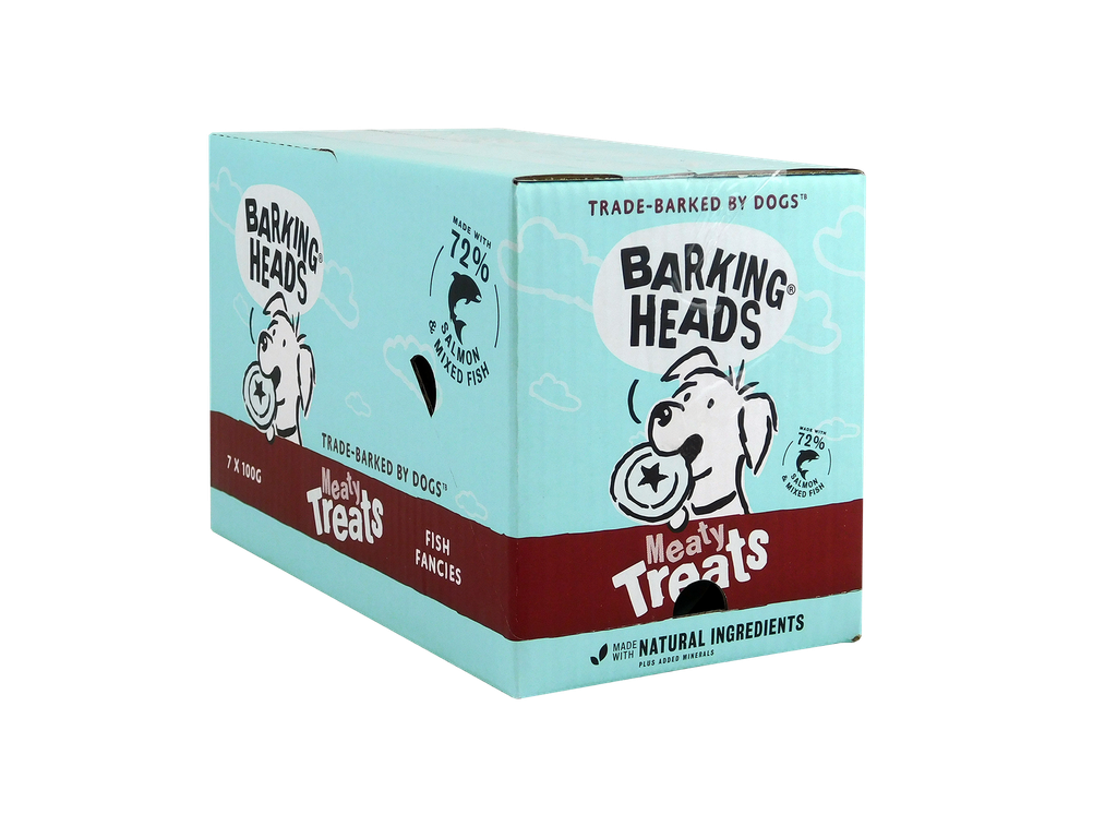 BARKING HEADS FISH FANCIES - MEATY TREATS PACK OF 7 DOG TREATS 100G