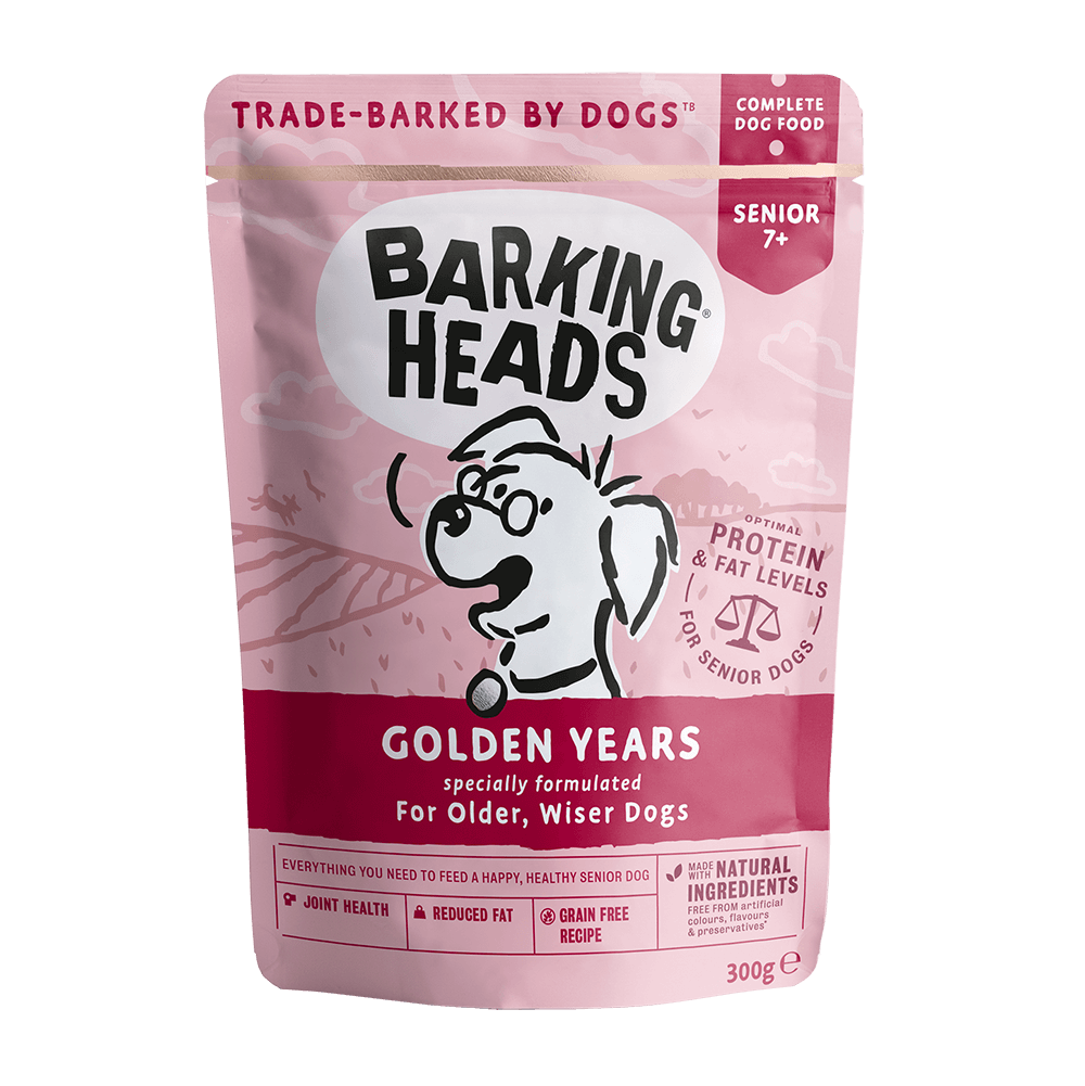 BARKING HEADS GOLDEN YEARS X10 SENIOR PACK OF 40 WET DOG FOOD 300G