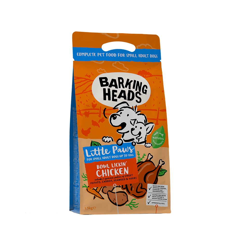 BARKING HEADS LITTLE PAWS - BOWL LICKIN' CHICKEN SMALL ADULT DRY DOG FOOD 1.5KG