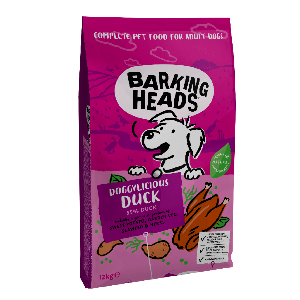 BARKING HEADS DOGGYLICIOUS DUCK - ADULT GRAIN-FREE DRY DOG FOOD 12KG