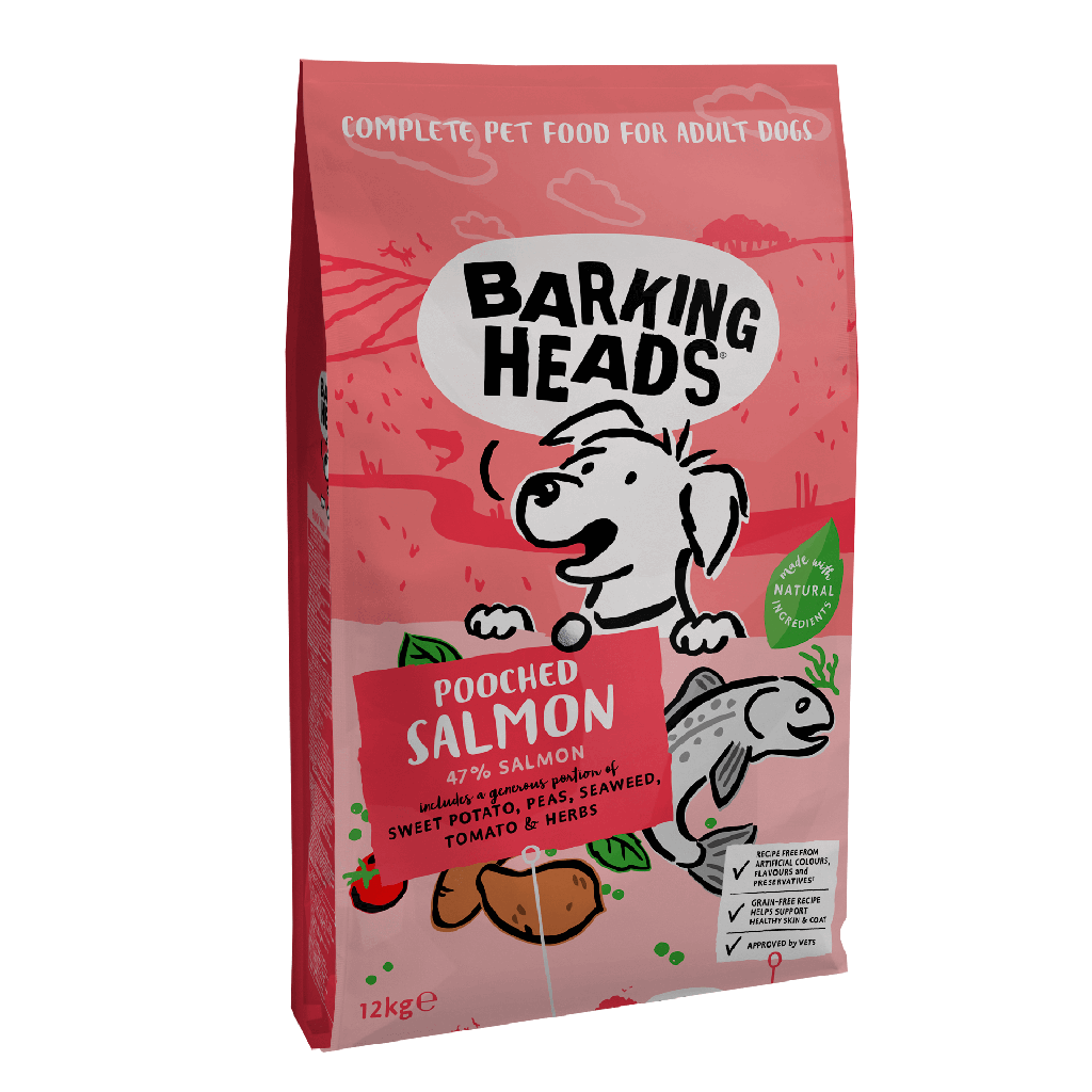 BARKING HEADS POOCHED SALMON - ADULT GRAIN-FREE DRY DOG FOOD 12KG