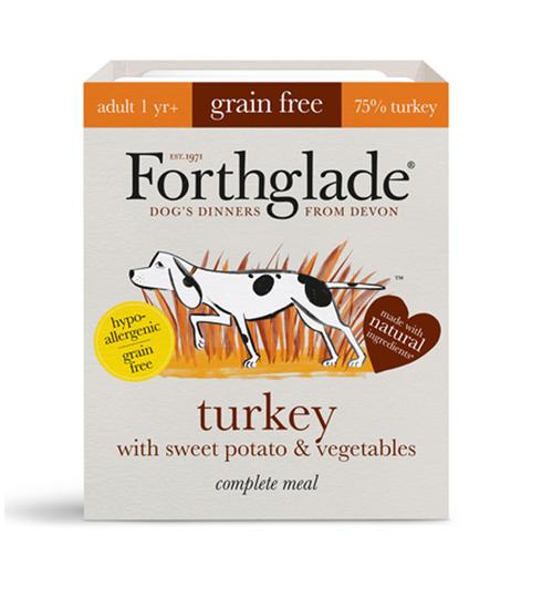 FORTHGALE Complete Meal Grain Free Turkey with Sweet Potato &amp; Vegetables Pack of 36 Natural Wet Dog Food 395g