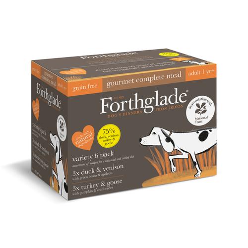 FORTHGALE Complete Meal Grain free National Trust Gourmet Turkey &amp; Goose and Duck &amp; Venison Natural Pack of 6 Adult Wet Dog Food 395g